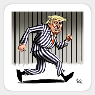 Trump running from Prison T-Shirts Design Sticker